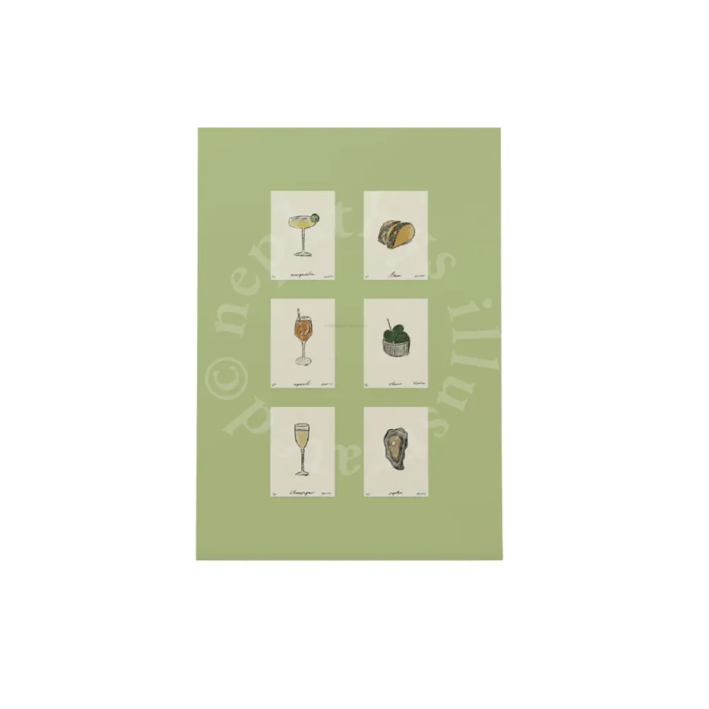 Affiche A3 Sips & Snacks - Green Nephthys Illustrated