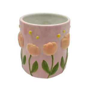 Pot De Fleurs Tulipes En Relief Nostalgia