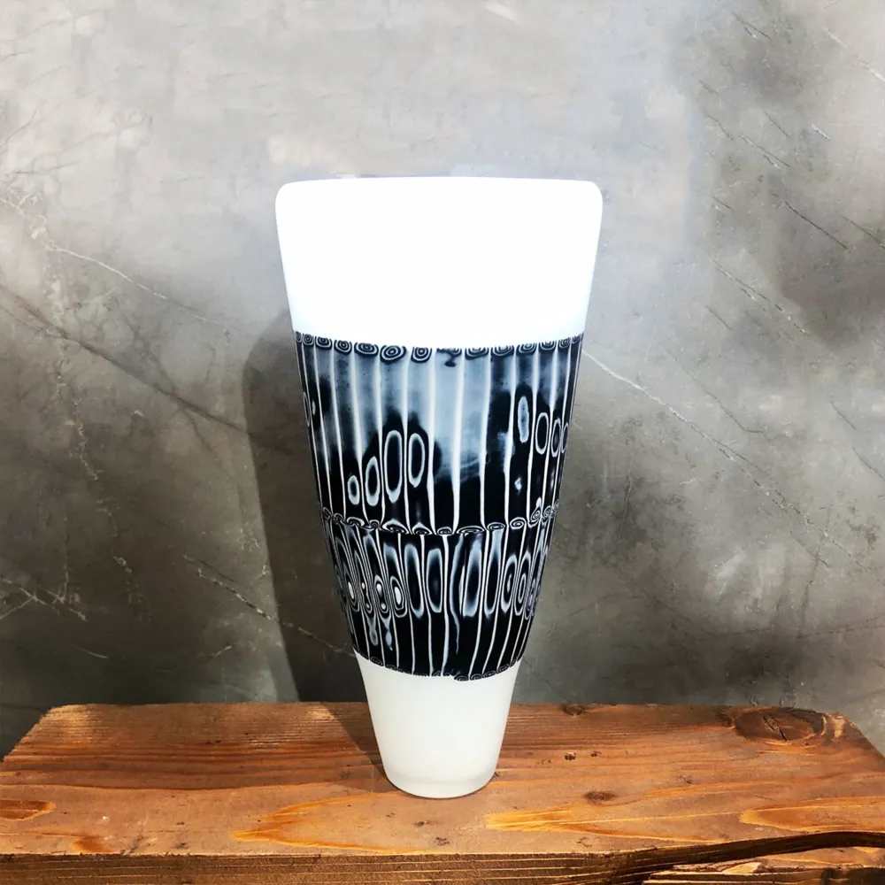 Vase en verre soufflé et murrine BORA003 Pièce unique Panizzi Murano