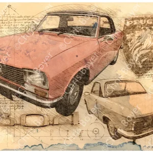 ART PRINT "DA VINCI" - PEUGEOT 304 CABRIOLET - Ref : DV033
