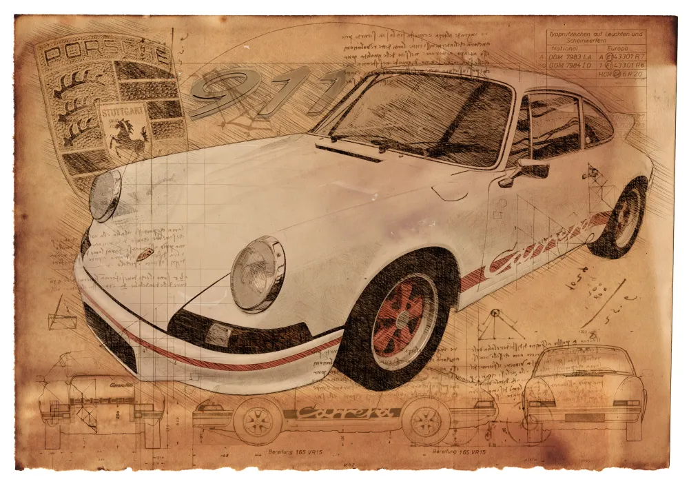 ART PRINT "DA VINCI" - PORSCHE 911 Carrera - Ref : DV016
