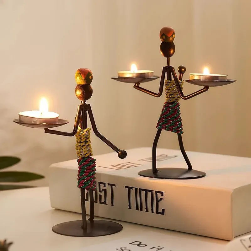 Porte-bougie de luxe | Décoration de table en fer