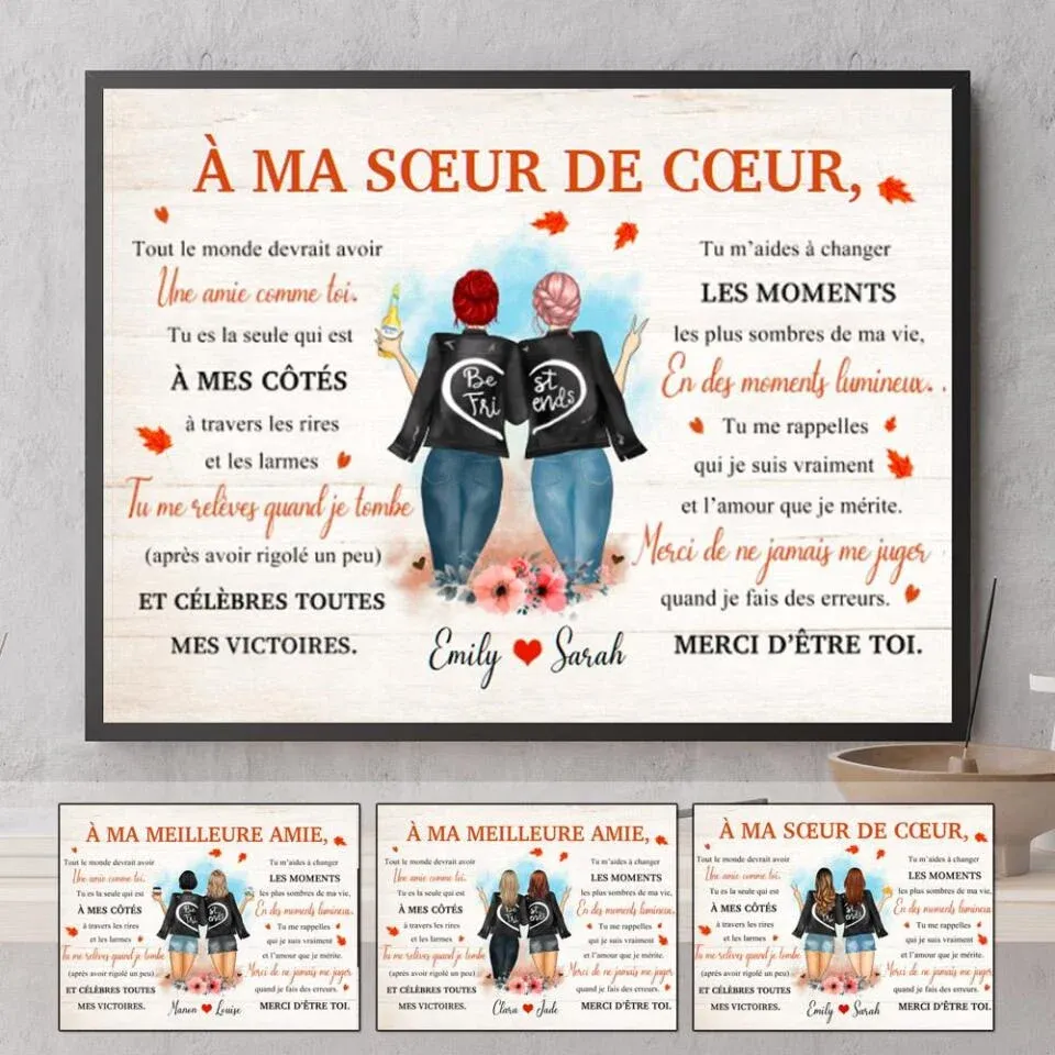 Poster personnalisée, Cadeau pour meilleure amie, soeur de coeur, Tout le monde devrait avoir une amie comme toi