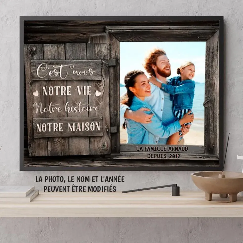 Poster photo de famille personnalisée, cadeau pour la famille, c'est nous notre vie notre histoire notre maison