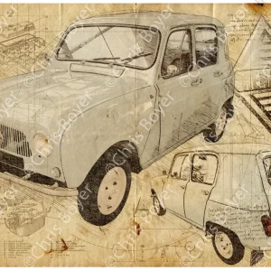 ART PRINT "DA VINCI" - RENAULT 4L PROTYPE 3L - Ref : DV058