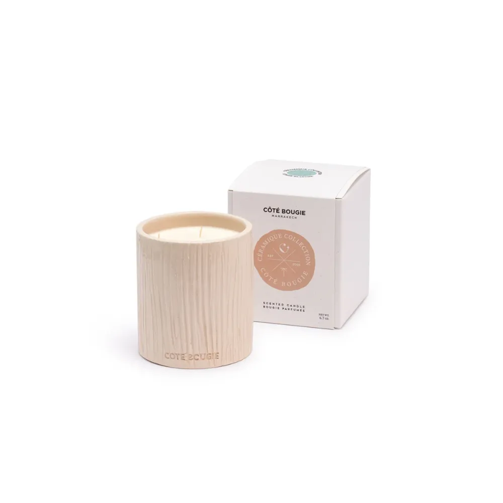Bougie Céramique Striée Fleur d'Oranger - White Sélectionné par Fleux