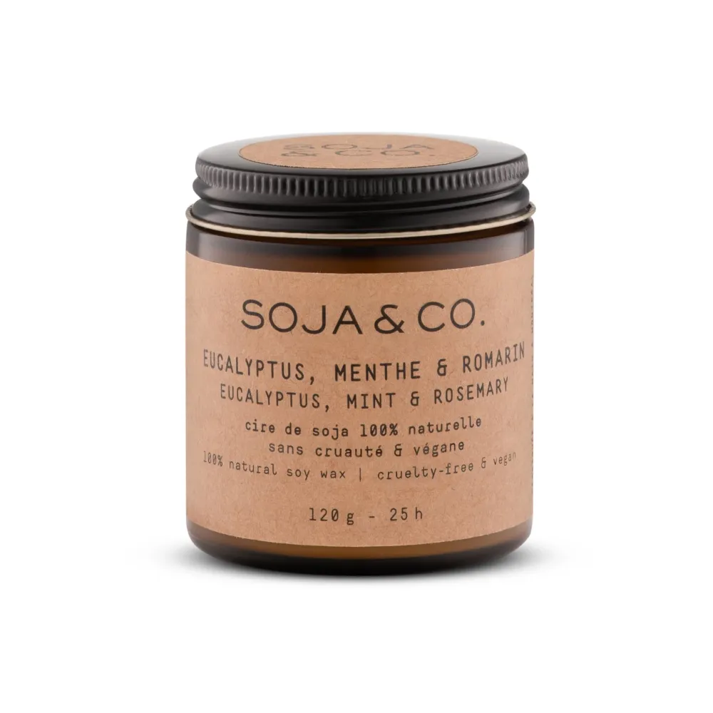SOJA&CO. Bougie Eucalyptus, Menthe & Romarin - 4 oz