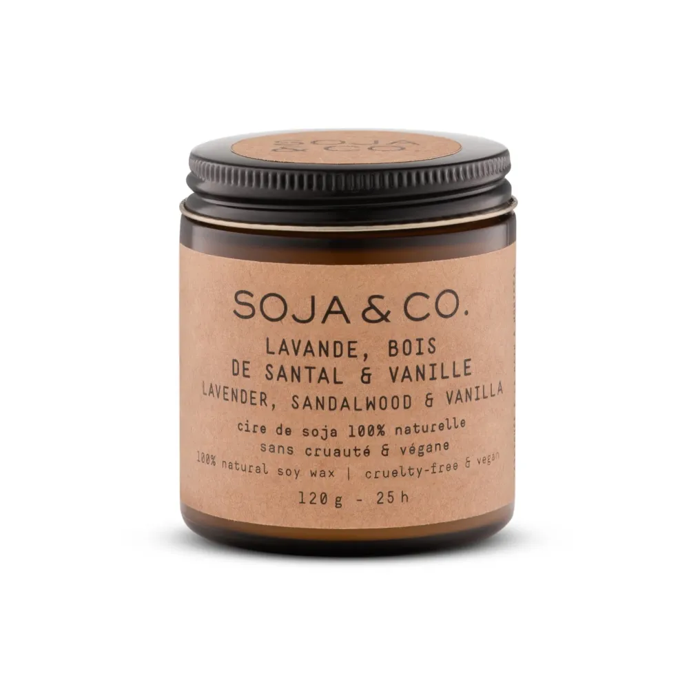SOJA&CO. Bougie Lavande, Bois De Santal & Vanille - 4 oz
