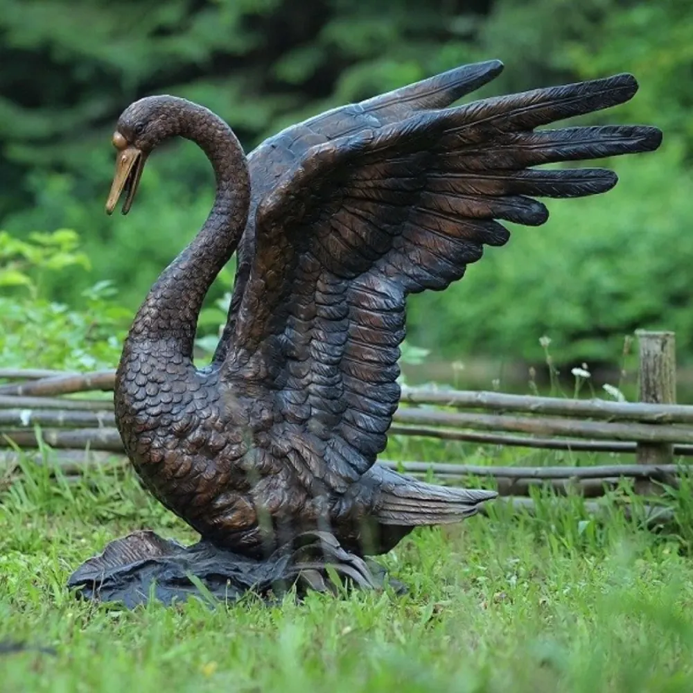 Statue de cygne en bronze 90x85x60cm (HxLxL) Thermobrass
