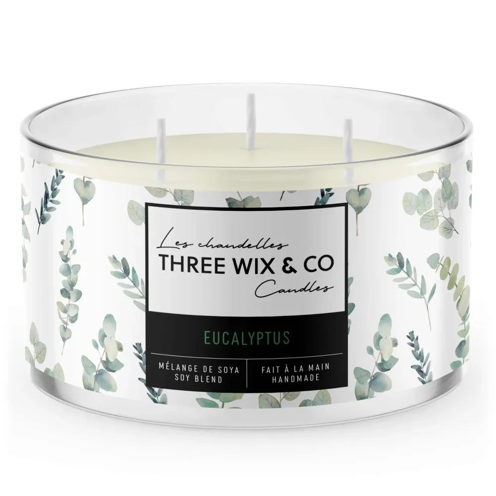 Chandelle À 3 Mèches Eucalyptus Three Wix & Co.