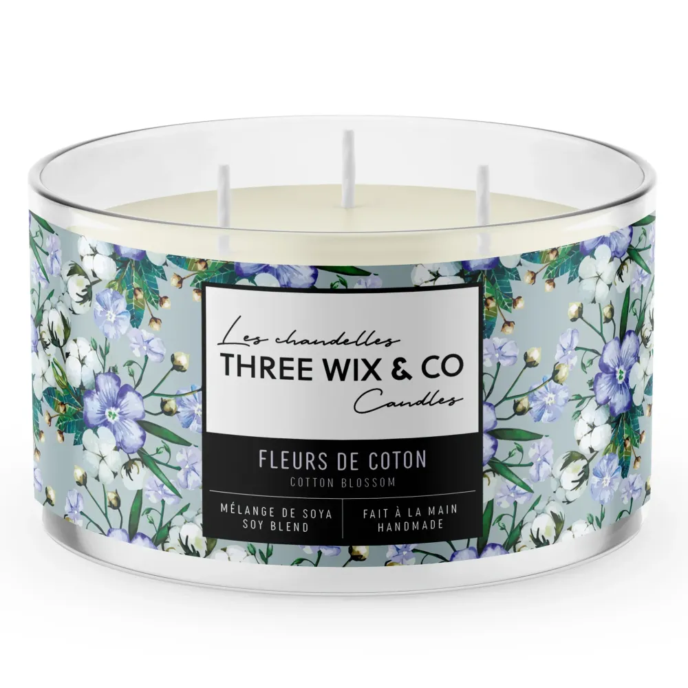 Chandelle À 3 Mèches Fleur De Coton Three Wix & Co.