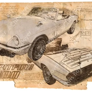 ART PRINT "DA VINCI" - TRIUMPH SPITFIRE MKIV 1500 - Ref : DV048