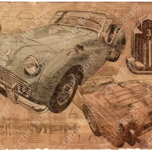 ART PRINT "DA VINCI" - TRIUMPH TR3 - Ref : DV046