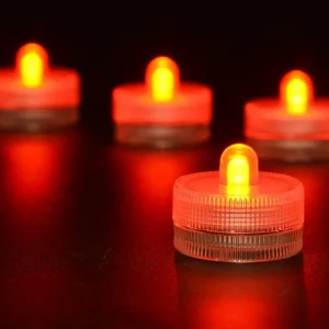 Bougies chauffe-plat LED submersibles orange - étanches Vase Pearlfection