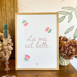 Affiche brodée "La vie est belle"