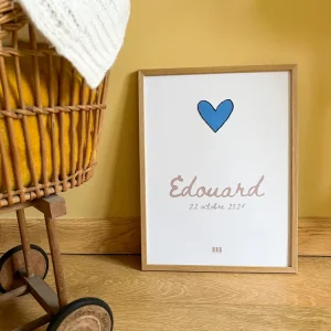 Affiche personnalisée et brodée "coeur"