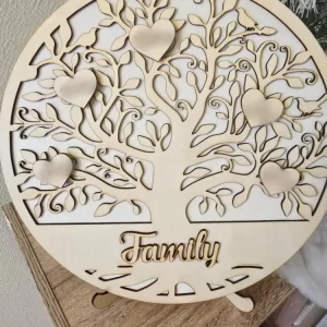 Arbre de vie en bois personnalisé – 30 cm – Cœurs aimantés | Décoration famille