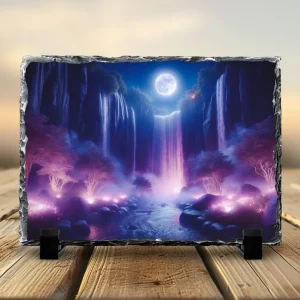 Ardoise Décorative Cascade Lunaire 20x30 cm – Décoration Paysage Féérique Nuit Zen (Design &C My Cré)