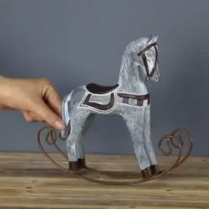 Artisanat nordique en bois, décorations de salon et de bureau, ornements créatifs d'animaux pour la maison, cheval à bascu...