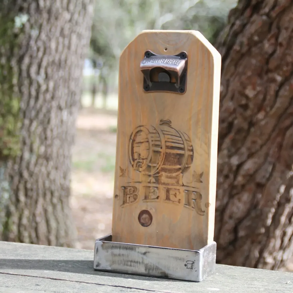 Décapsuleur mural bois Tonneau "Beer" Atelierecup06