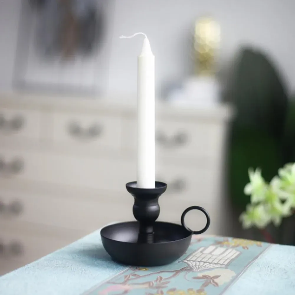 Bougeoir en fer noir vintage