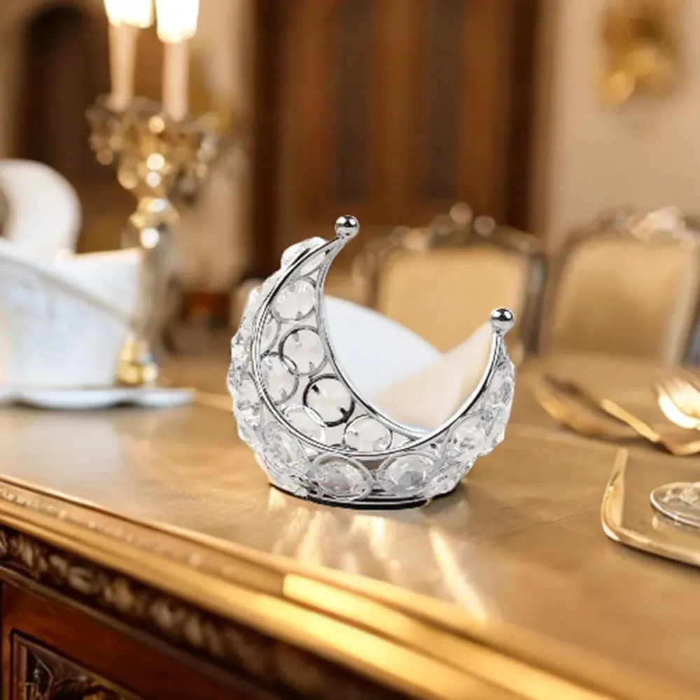 Bougeoir en forme de lune, chandelier en fer élégant pour décoration de mariage et de noël