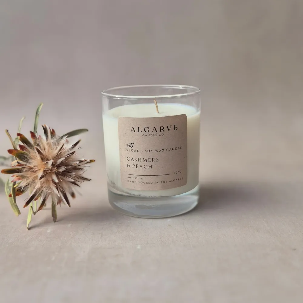 Bougie à base de cire de soja, noix de coco et pêche