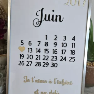 Cadre calendrier personnalisé – Date spéciale, anniversaire ou rencontre