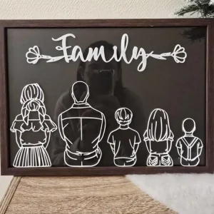 Cadre Famille Personnalisé – Silhouettes & Texte en Impression 3D (A4)