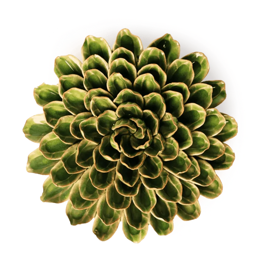 CERAMIC FLOWER GREEN ZINNIA