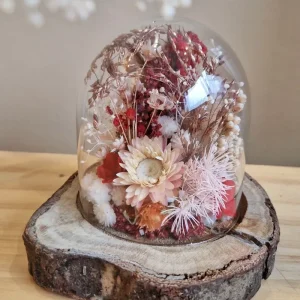Cloche fleurie rondin de bois - personnalisable