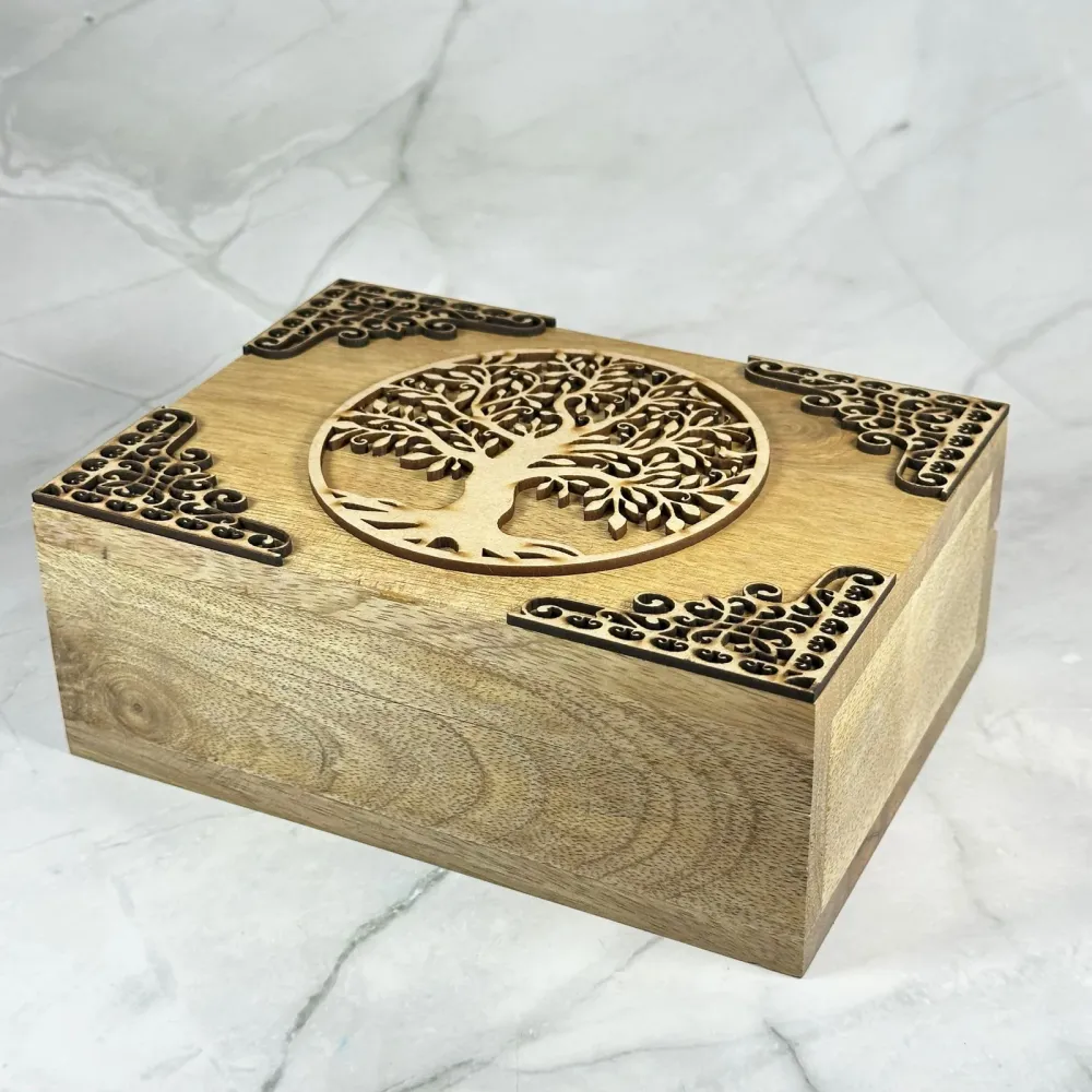 Coffret Arbre de Vie en bois de manguier