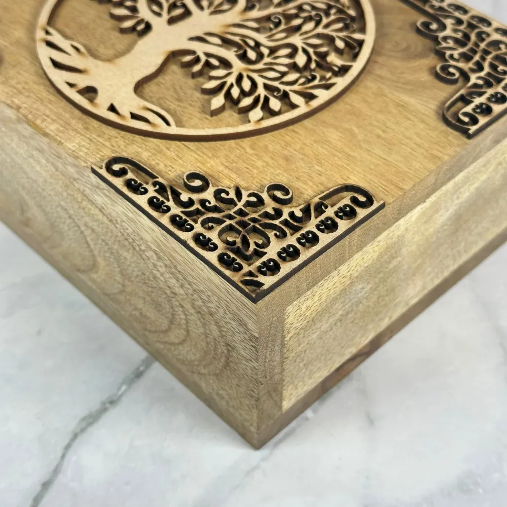 Coffret Arbre de Vie en bois de manguier