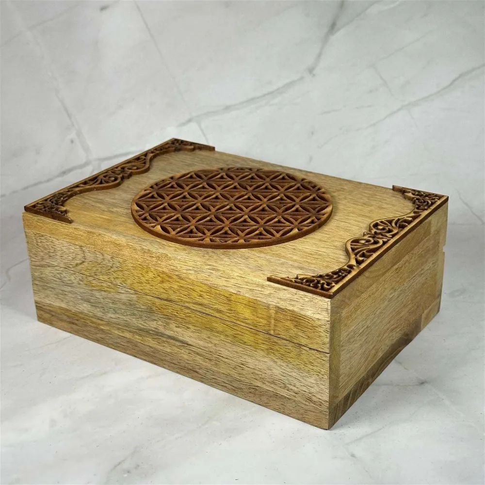 Coffret Fleur de Vie en bois de manguier