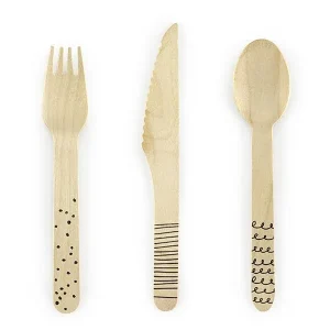 Couverts en bois noir 16cm 18 pièces
