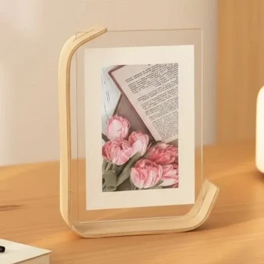 FOTODUO – Cadre photo acrylique-bois avec vue double face pour décoration de table moderne Cozey Maison