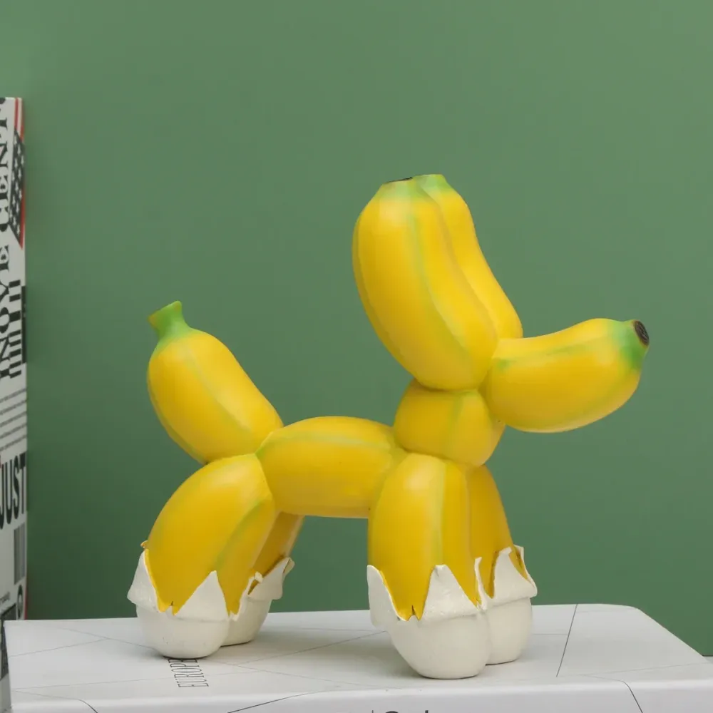 1 décoration créative en forme de chien en forme de ballon banane, sculpture en résine pour la maison, le bureau, l'intéri...