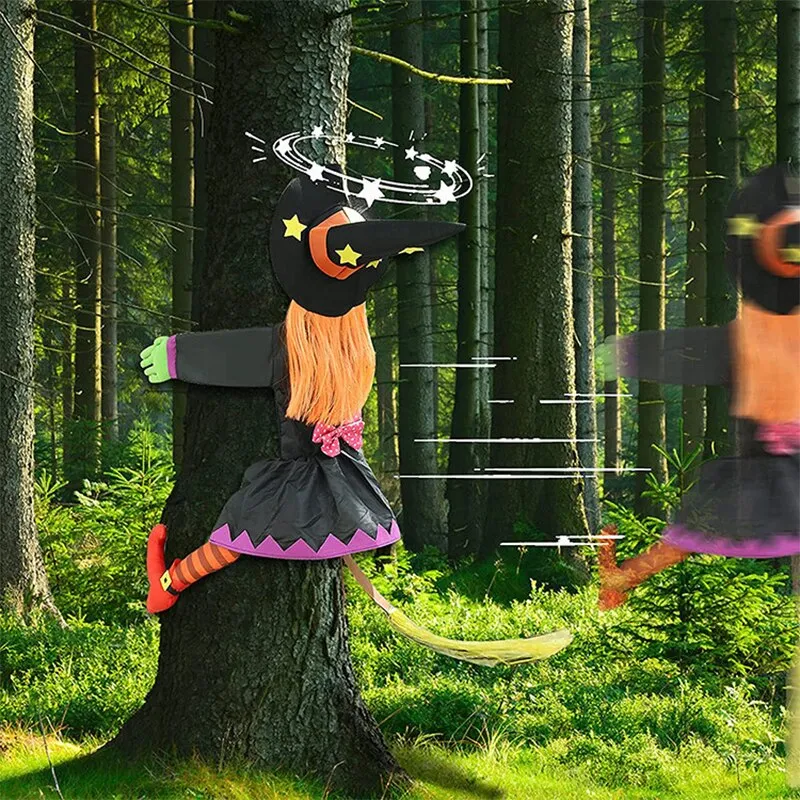 Décoration d'halloween de sorcière écrasée dans un arbre, accessoires de sorcière écrasés suspendus, décorations de sorciè...