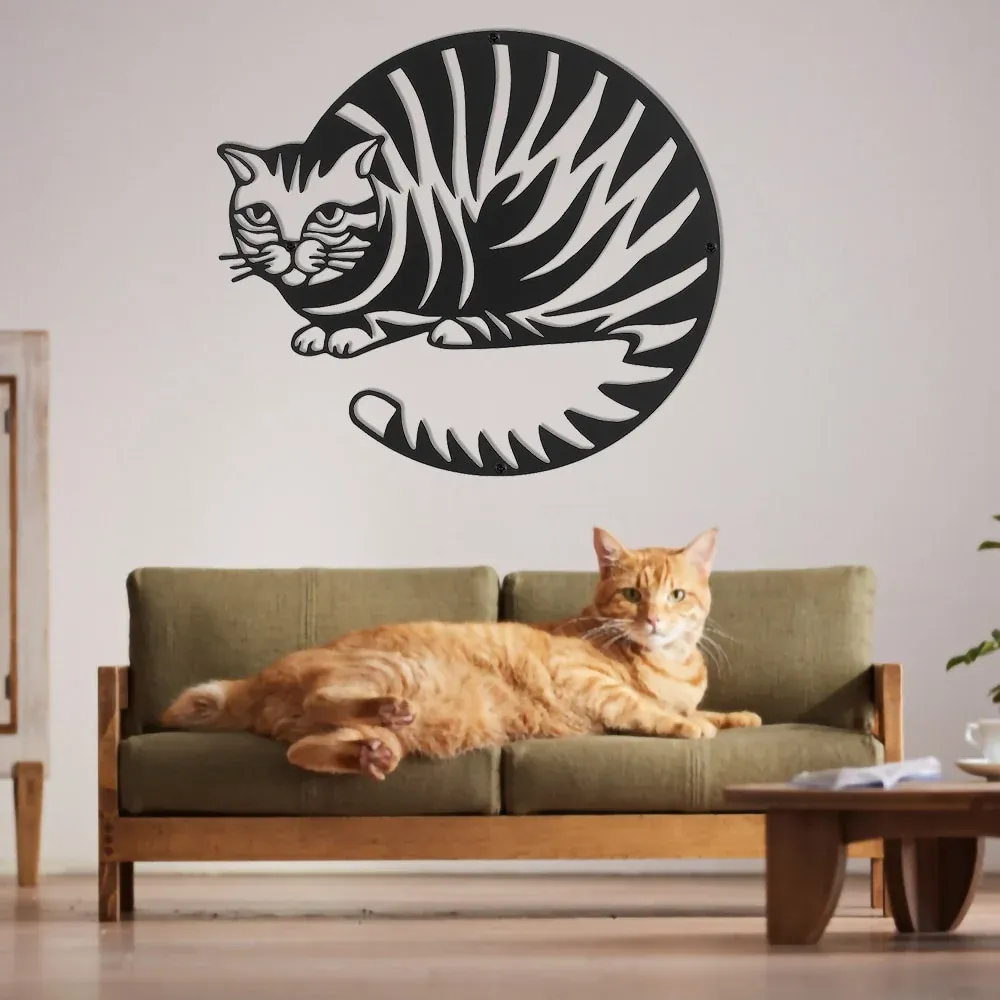 Décoration murale géométrique en métal avec Silhouette de chat, signe suspendu, Vintage, décoration de chambre à coucher,...