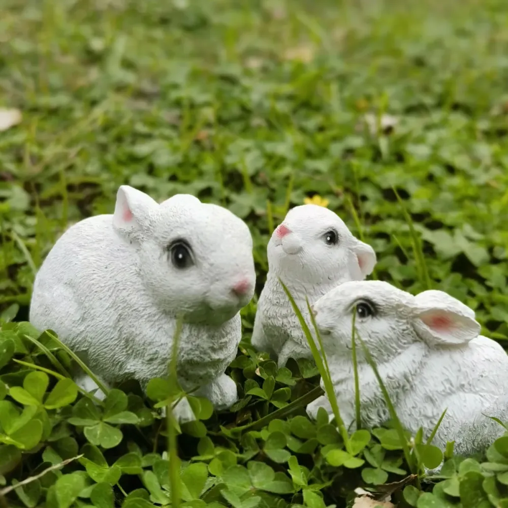 Ensemble de 3 décorations de lapin, décorations d'animaux de lapin pour jardin et cour