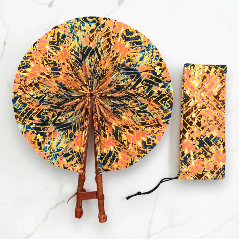 Eventail Africain - Eventail en Wax - Kobe - Rouge