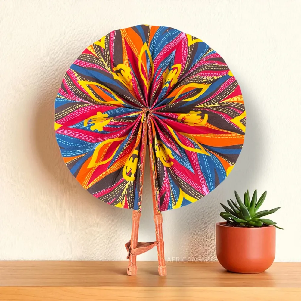 Eventail Africain - Eventail en Wax - Odeneho - Multi couleur