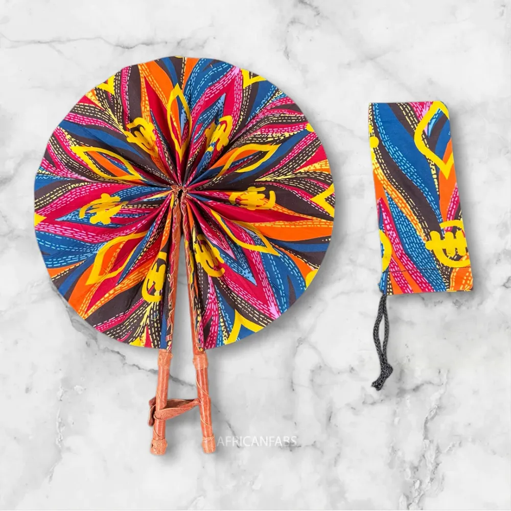 Eventail Africain - Eventail en Wax - Odeneho - Multi couleur