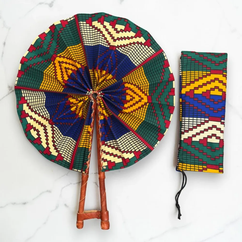 Eventail Africain - Eventail en Wax - Sunday - Bleu