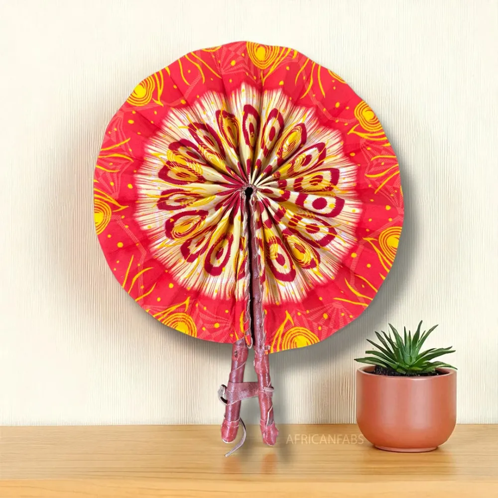 Eventail Africain - Eventail en Wax - Tuesday - orange