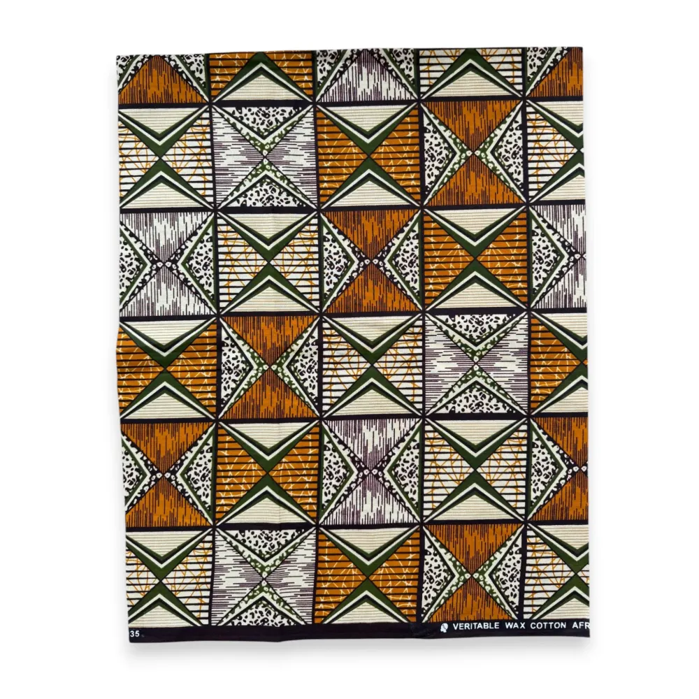 Fat Quarter Coupons Tissu Wax Africain - Orange Beige FTQ 8739 - Quilting & Patchwork (45 x 57 cm / 18 x 22 inch)
