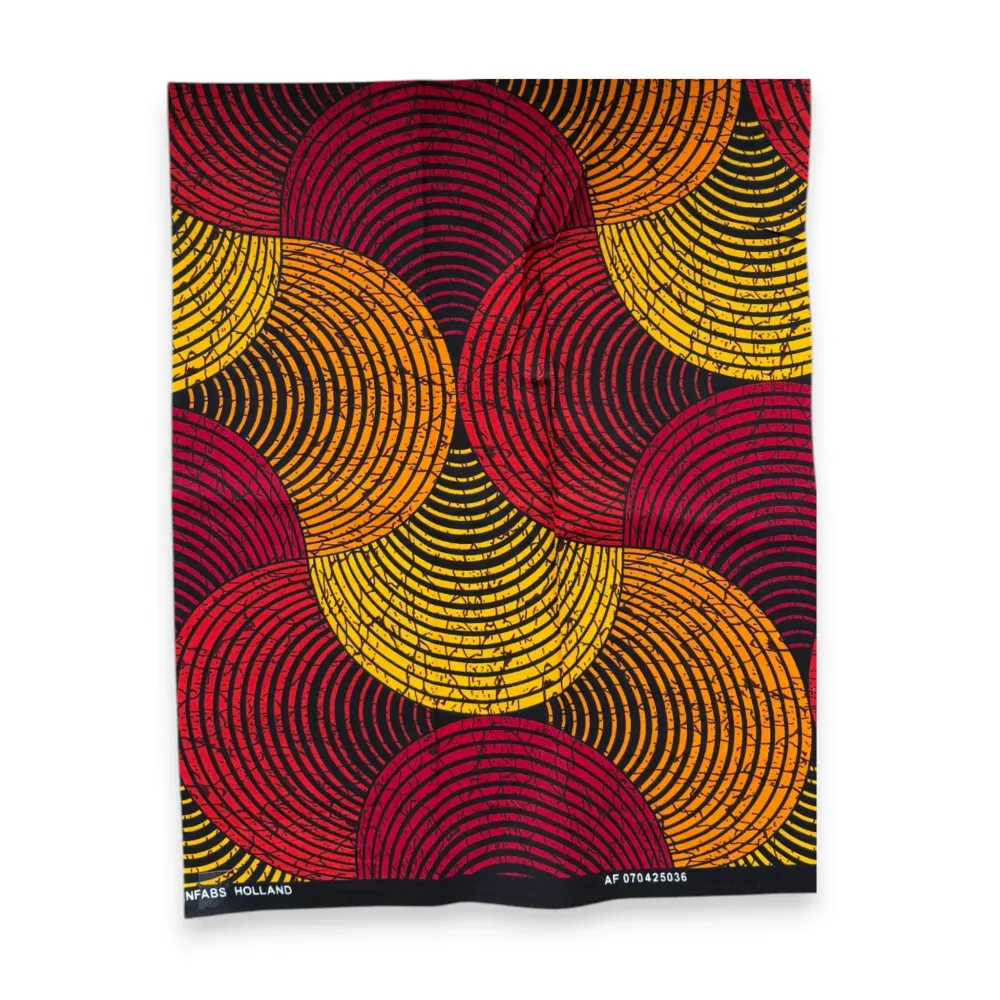 Fat Quarter Coupons Tissu Wax Africain - Rouge Jaune FTQ 8736 - Quilting & Patchwork (45 x 57 cm / 18 x 22 inch)