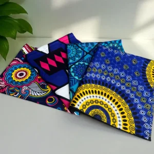 4 Fat quarters - Bleu mix Tissus Patchwork - Coupons Tissus imprimé africain
