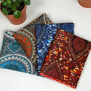 4 Fat quarters - Bleu Multicolor mix Tissus Patchwork - Coupons Tissus imprimé africain
