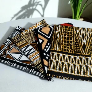4 Fat quarters - Bogolan 2 mix Tissus Patchwork - Coupons Tissus imprimé africain